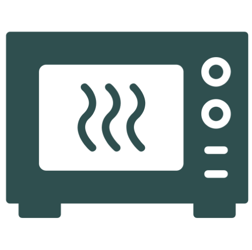 Green microwave oven with a white background and a wavy line on it