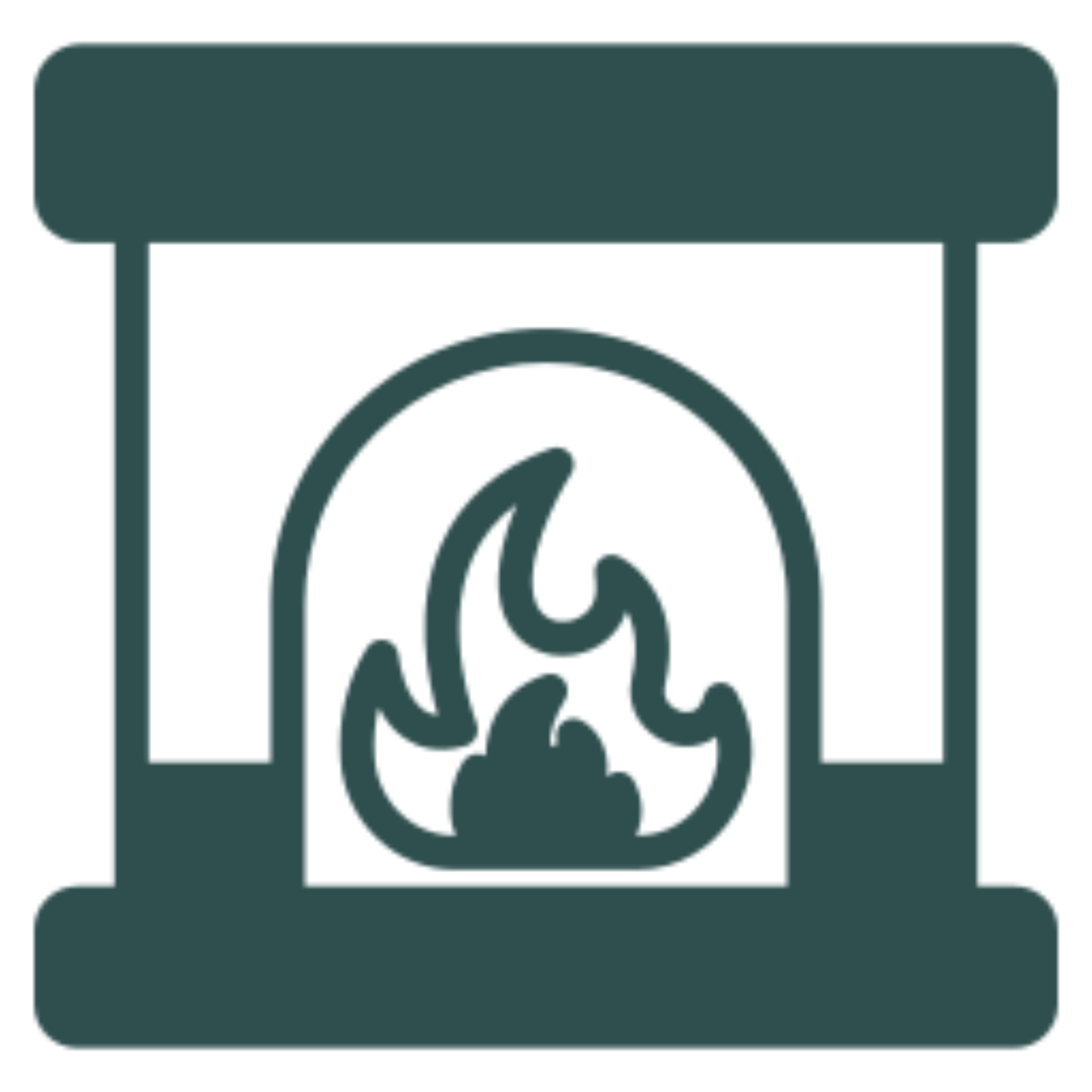 Fireplace with a fire burning inside, depicted as a vector icon