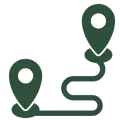 Green map pointer icon on a white background, which is a representation of a location marker icon