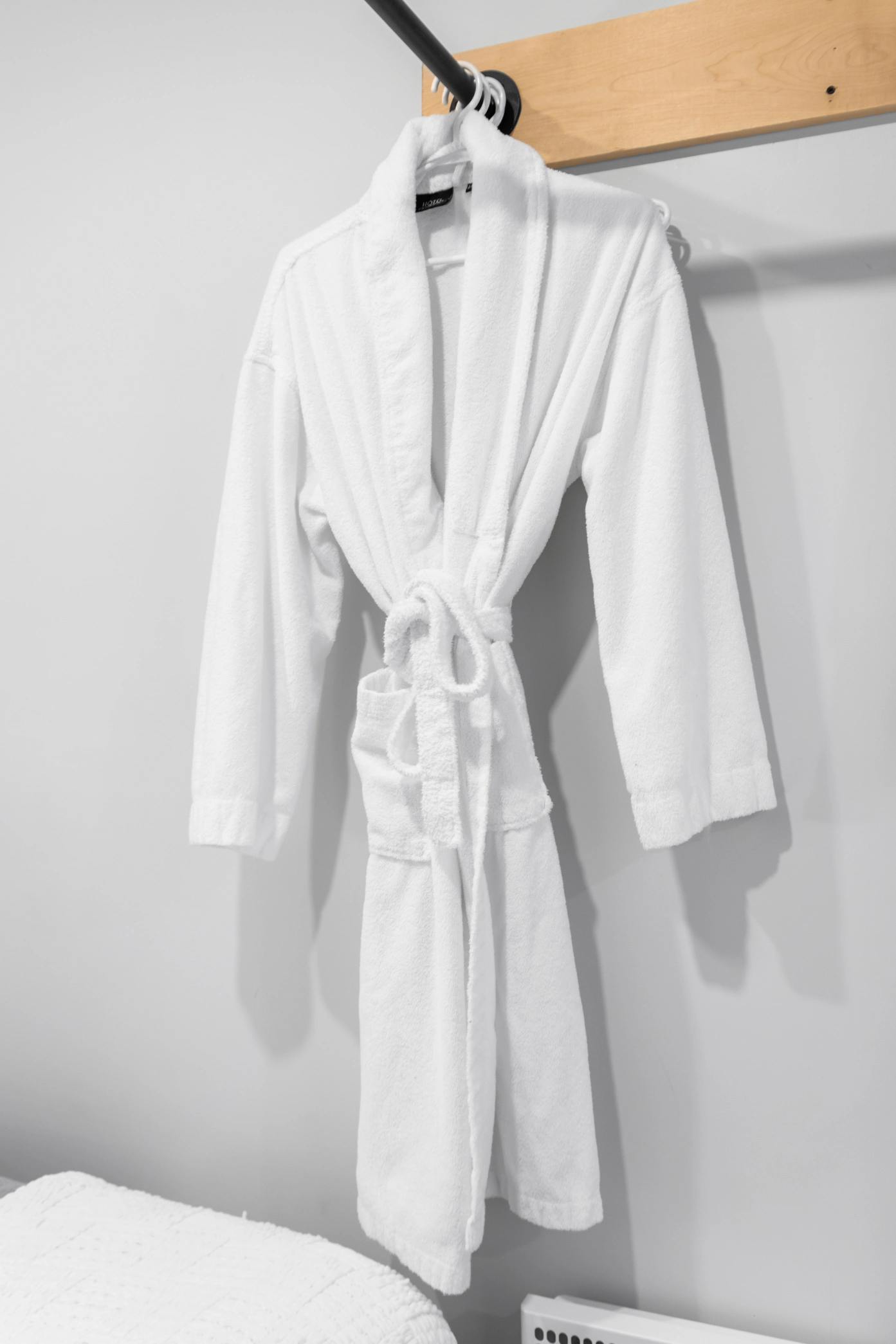 Soft white bathrobe for spa