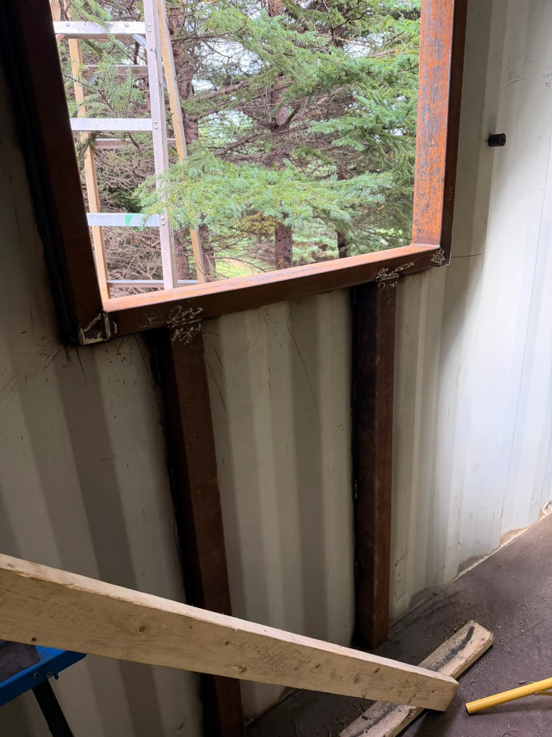 Container window frame construction